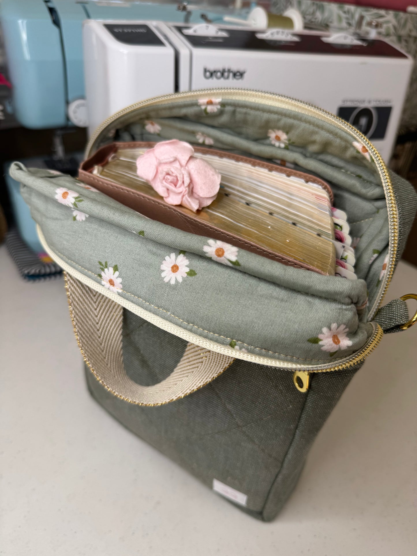 Quilted Bible Bag Olive Green Canvas