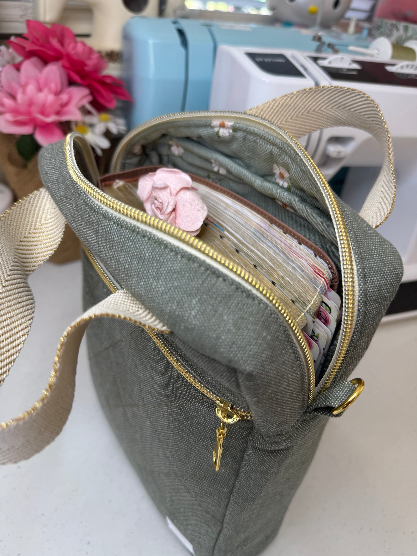Quilted Bible Bag Olive Green Canvas