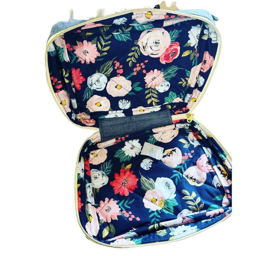 Quilted Bible Bag Woven Denim Blue (Horizontal)