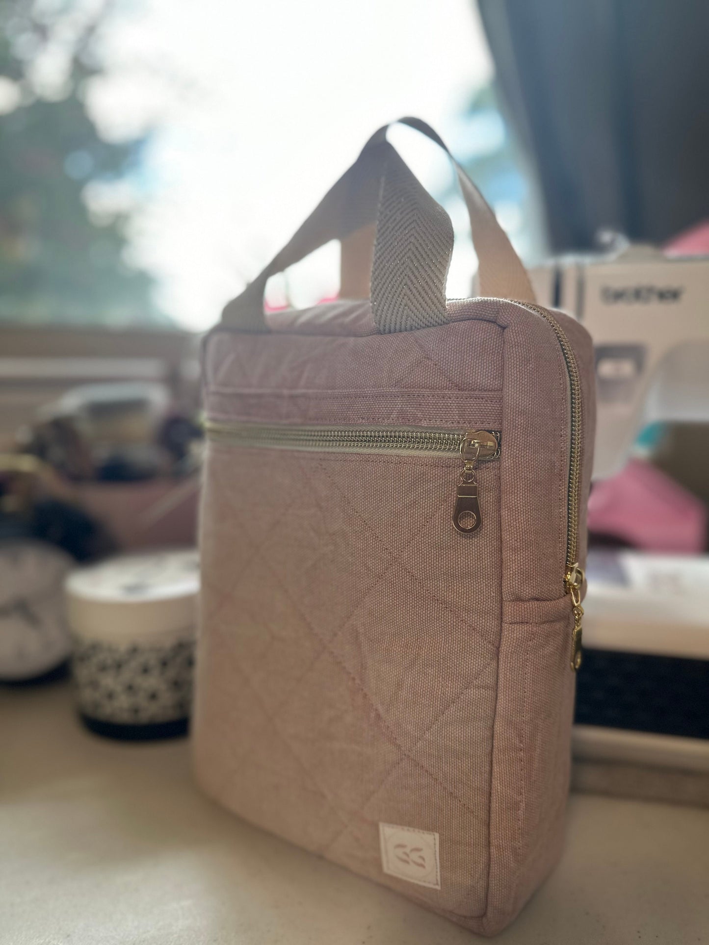 Quilted Bible Bag Washed Blush Pink