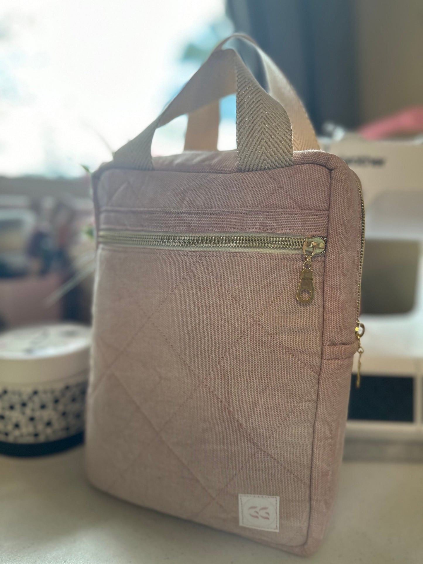Quilted Bible Bag Washed Blush Pink