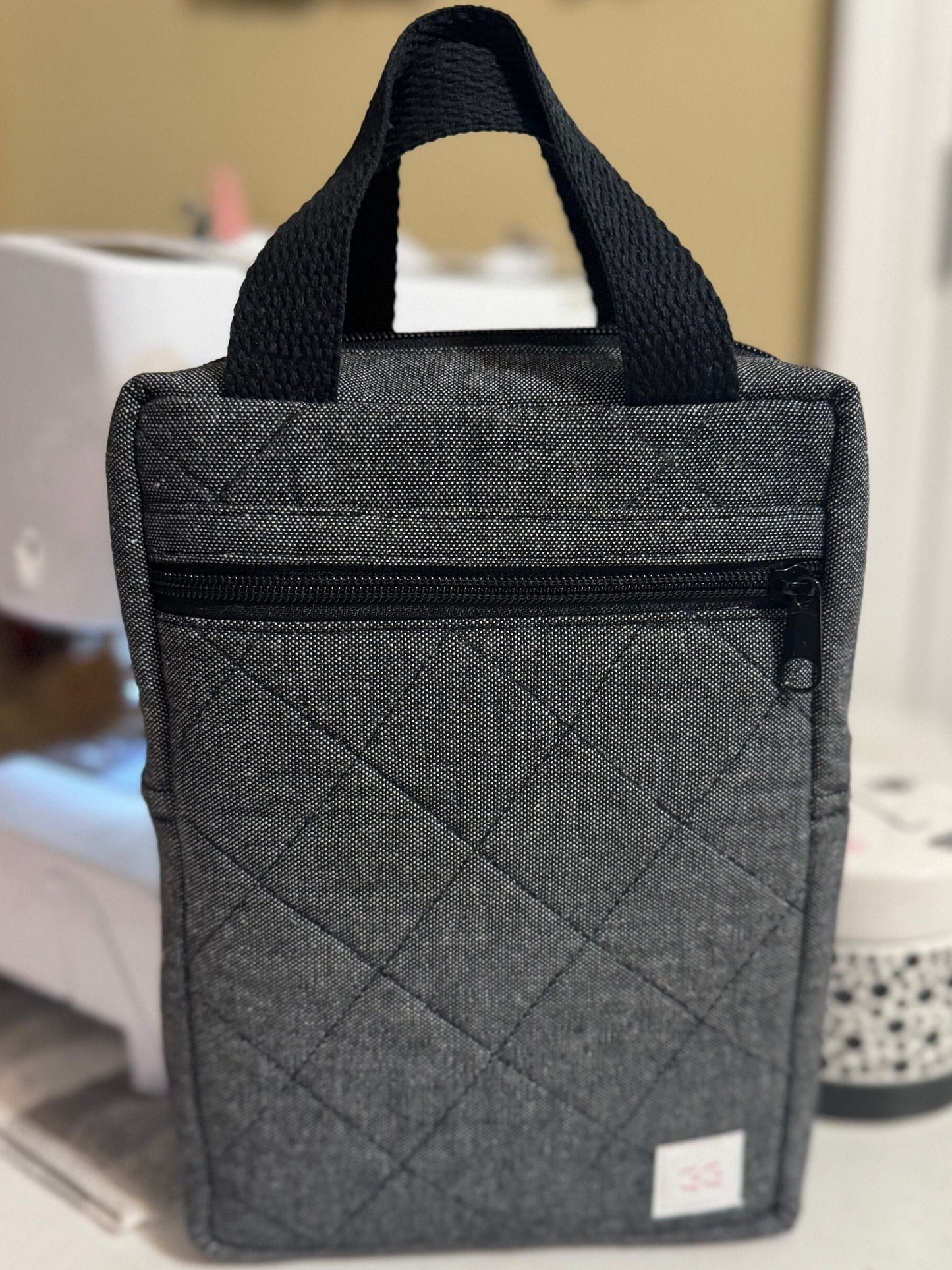Black Canvas Quilted Bible Bag