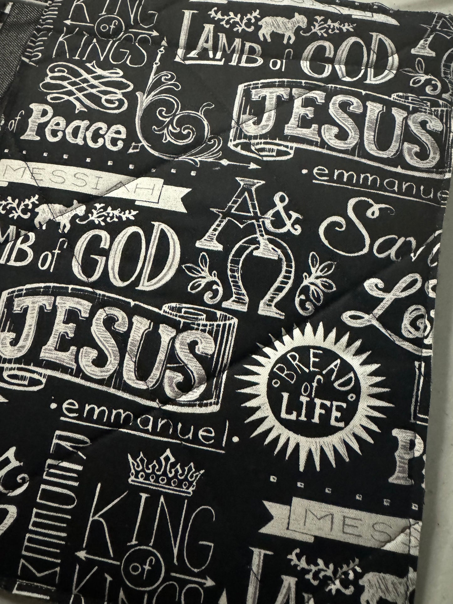 Black Canvas Quilted Bible Bag