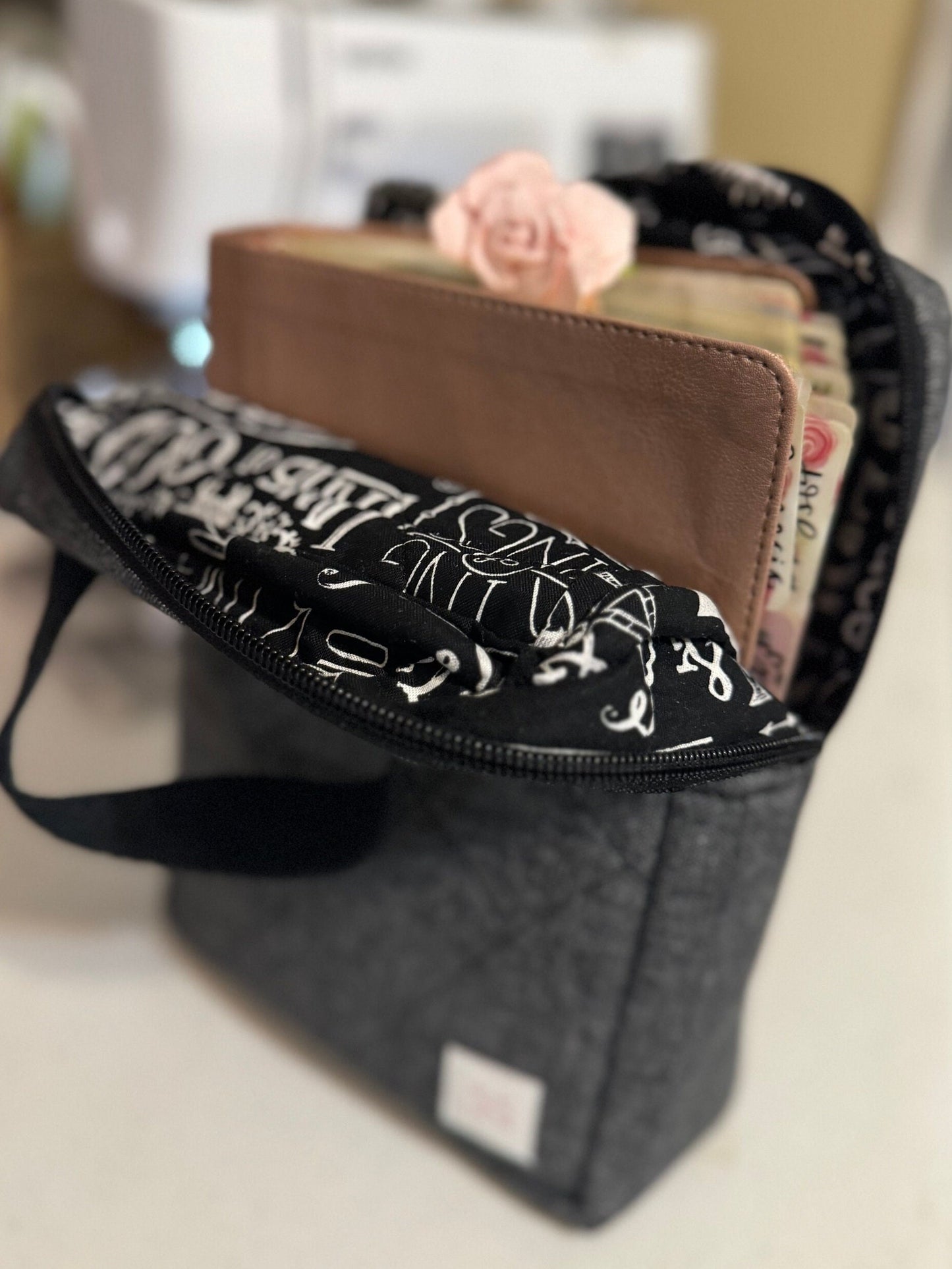 Black Canvas Quilted Bible Bag