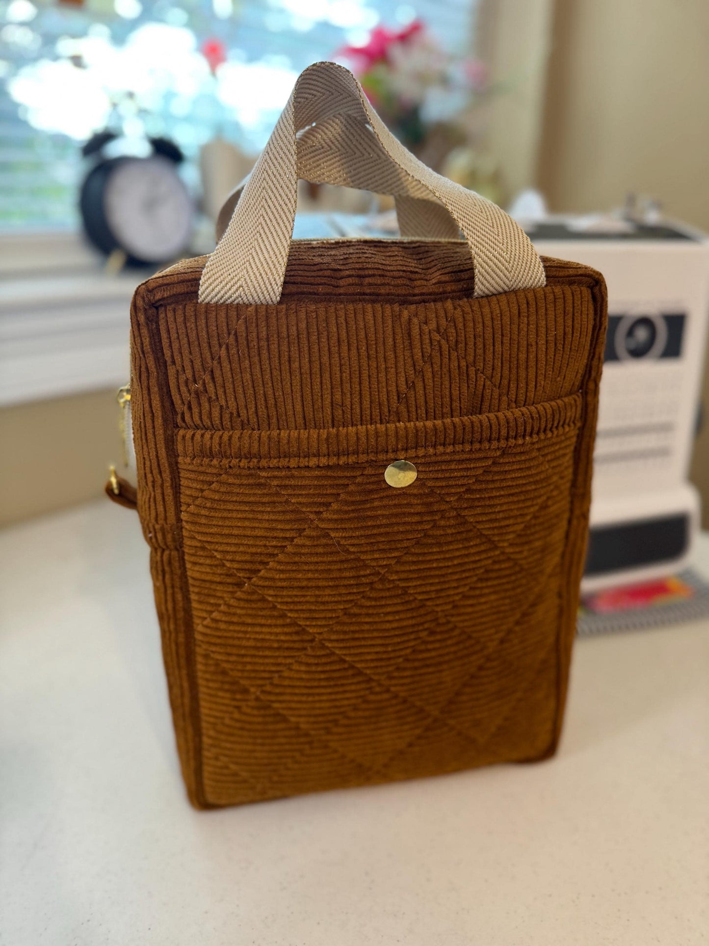 Quilted Brown Corduroy Bible Bag