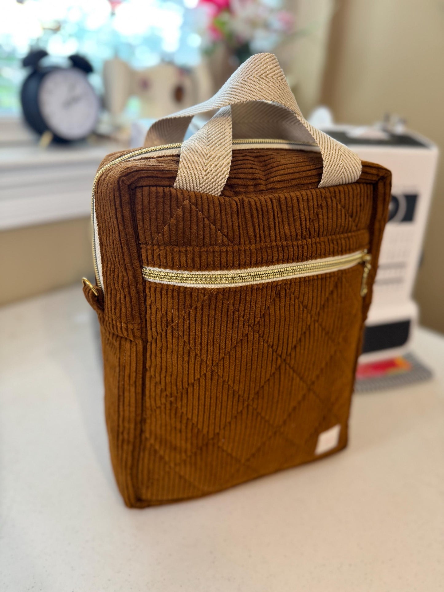 Quilted Brown Corduroy Bible Bag