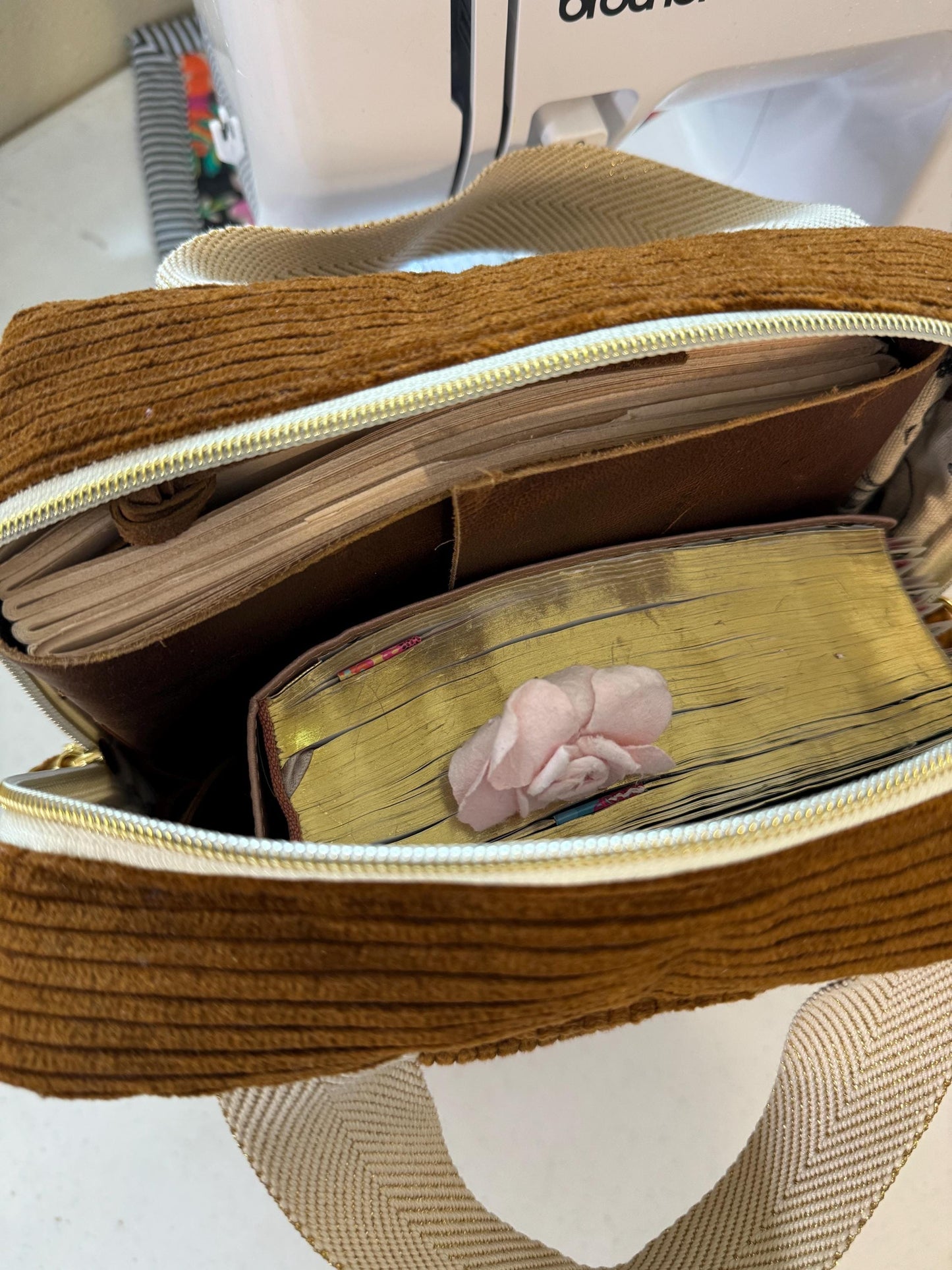 Quilted Brown Corduroy Bible Bag