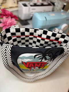 Upcycled Vans T-shirt Tote Bag – Bold, Checkered Style