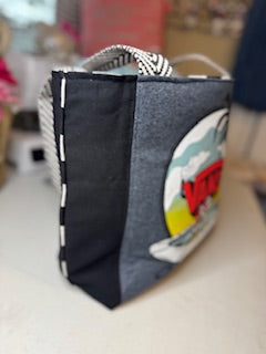Upcycled Vans T-shirt Tote Bag – Bold, Checkered Style