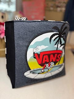 Upcycled Vans T-shirt Tote Bag – Bold, Checkered Style
