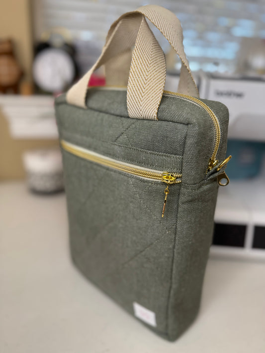 Quilted Bible Bag Olive Green Canvas