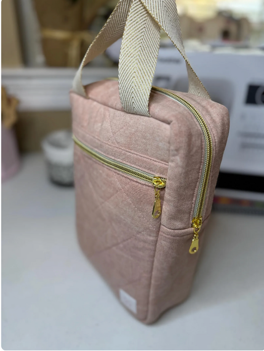 Quilted Bible Bag Washed Blush Pink