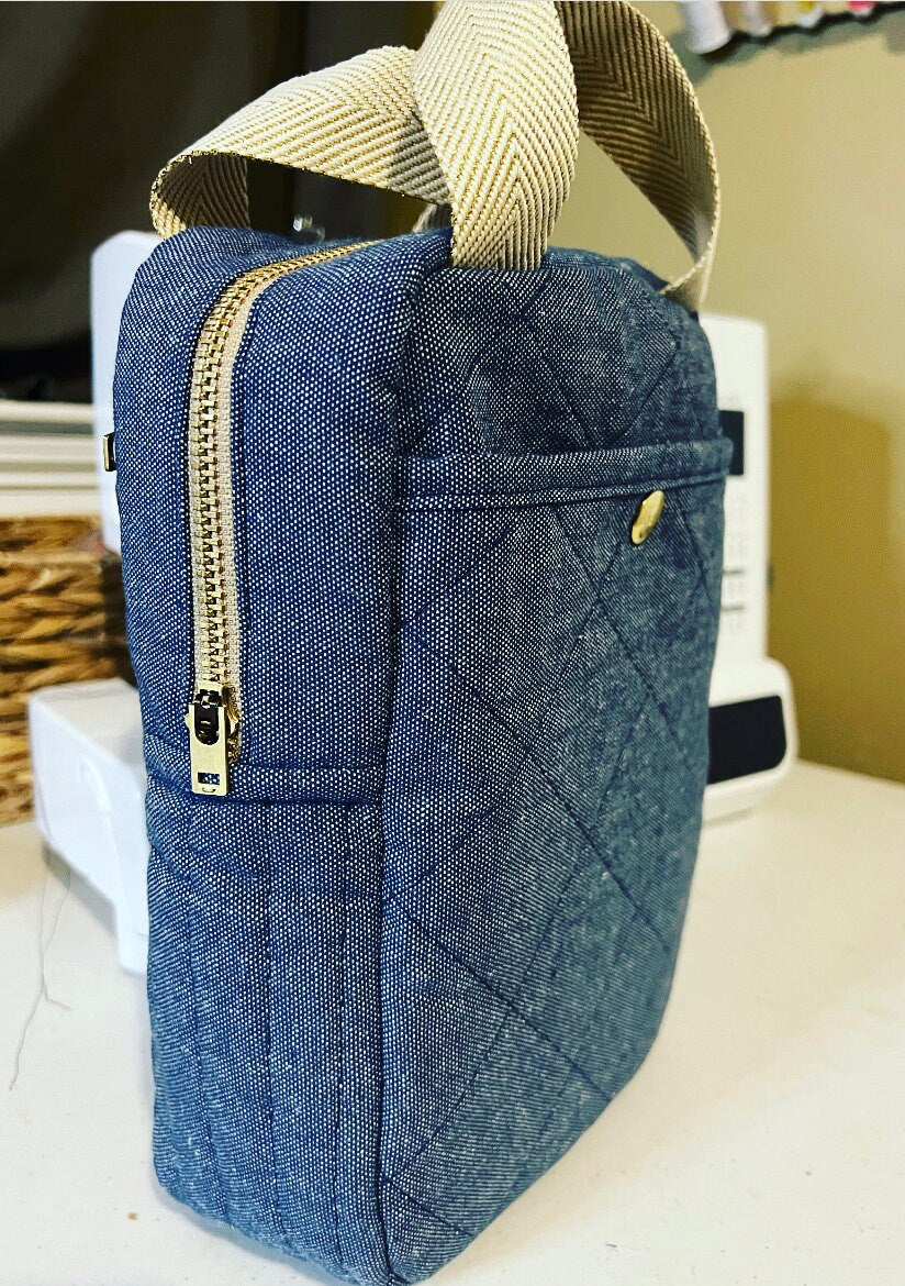 Quilted Bible Bag Woven Blue Denim