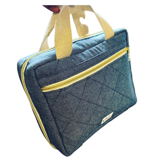 Quilted Bible Bag Woven Denim Blue (Horizontal)