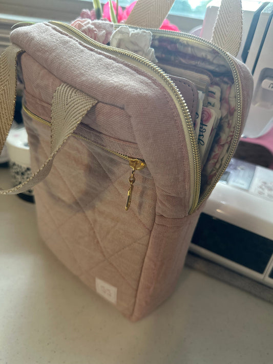 Quilted Bible Bag Washed Blush Pink