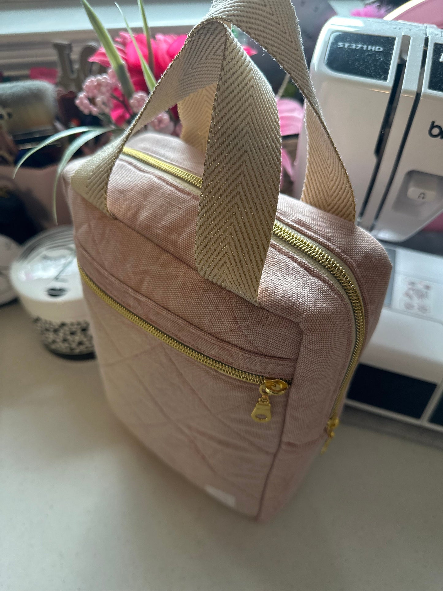 Quilted Bible Bag Washed Blush Pink