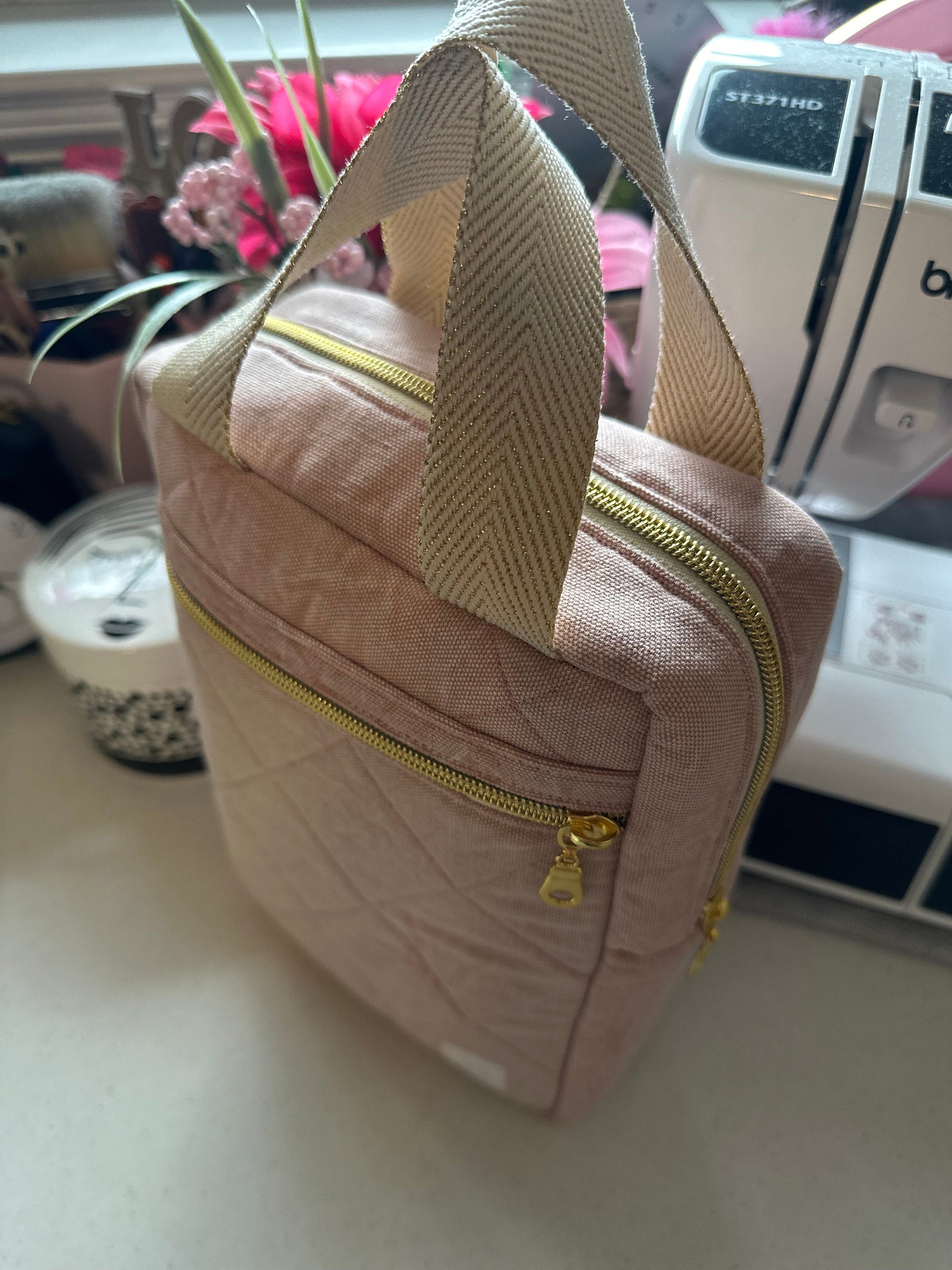 Quilted Bible Bag Washed Blush Pink
