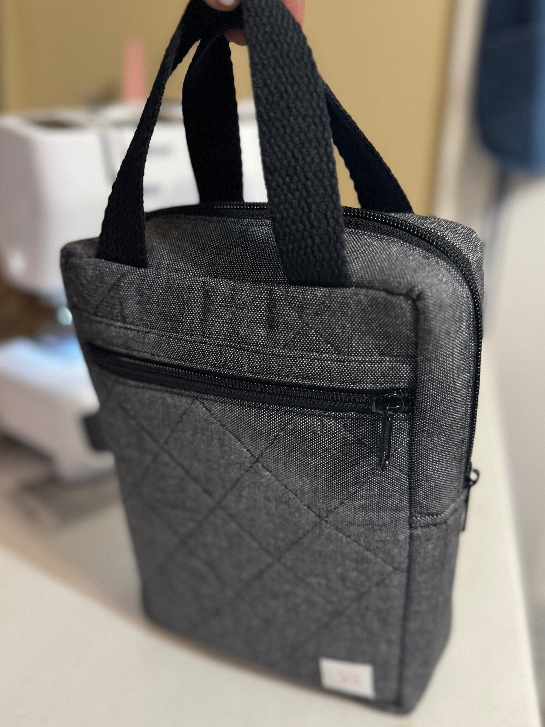 Black Canvas Quilted Bible Bag